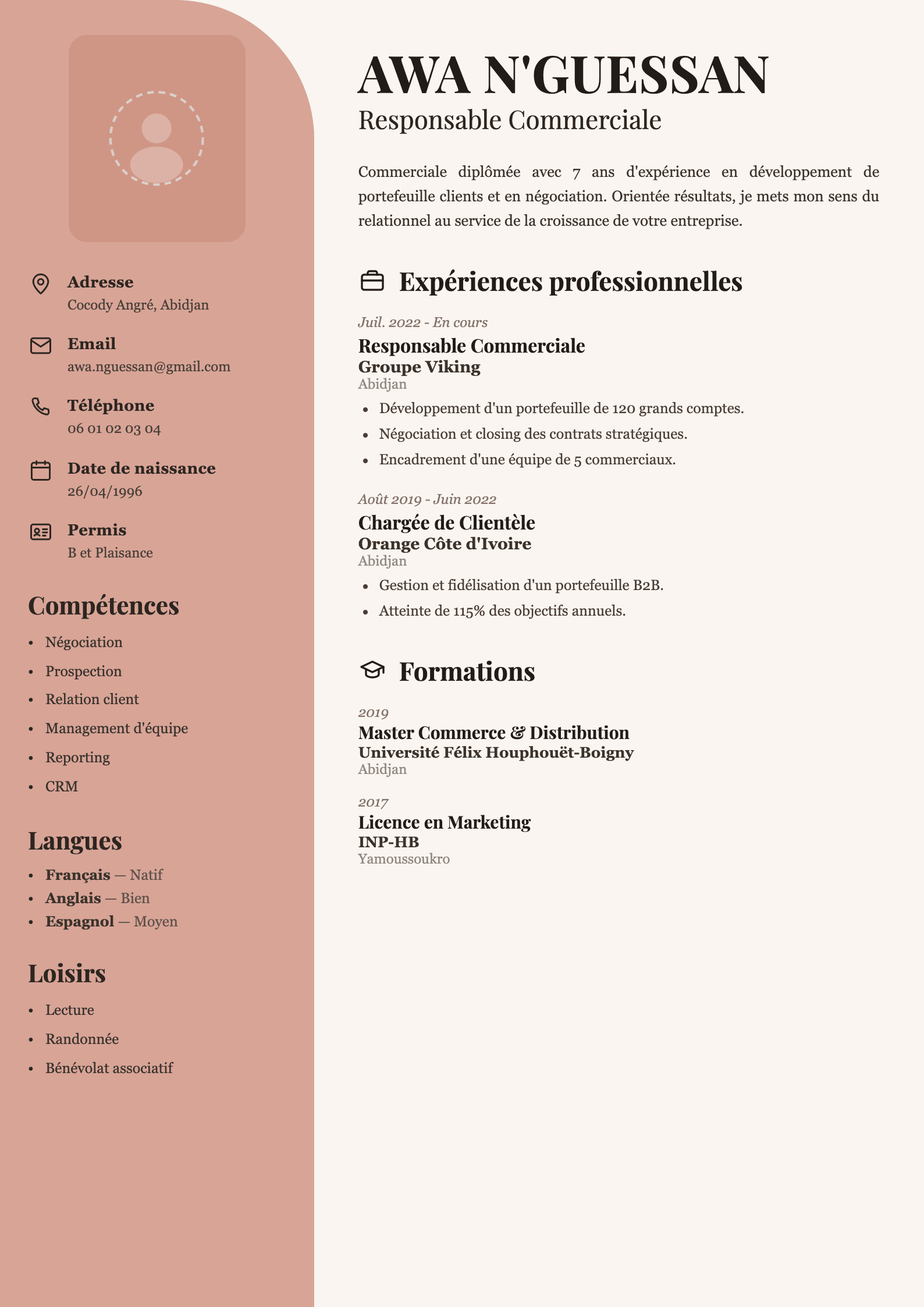 Aperçu du modèle Abidjan Pro