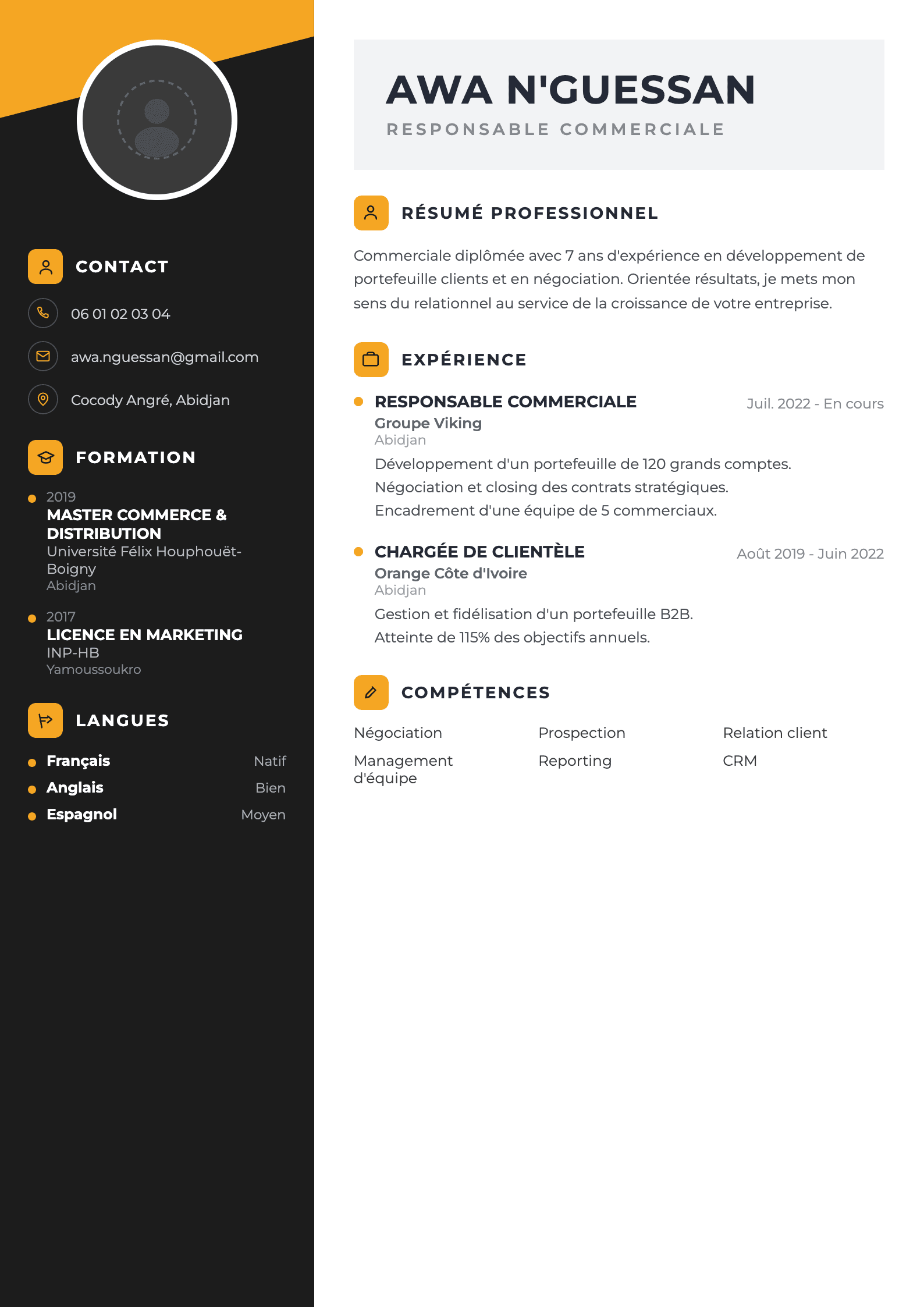 Aperçu du modèle Angré Executive