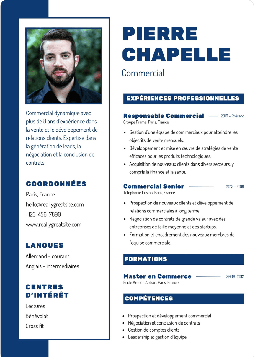Aperçu du modèle Bleu Cadre