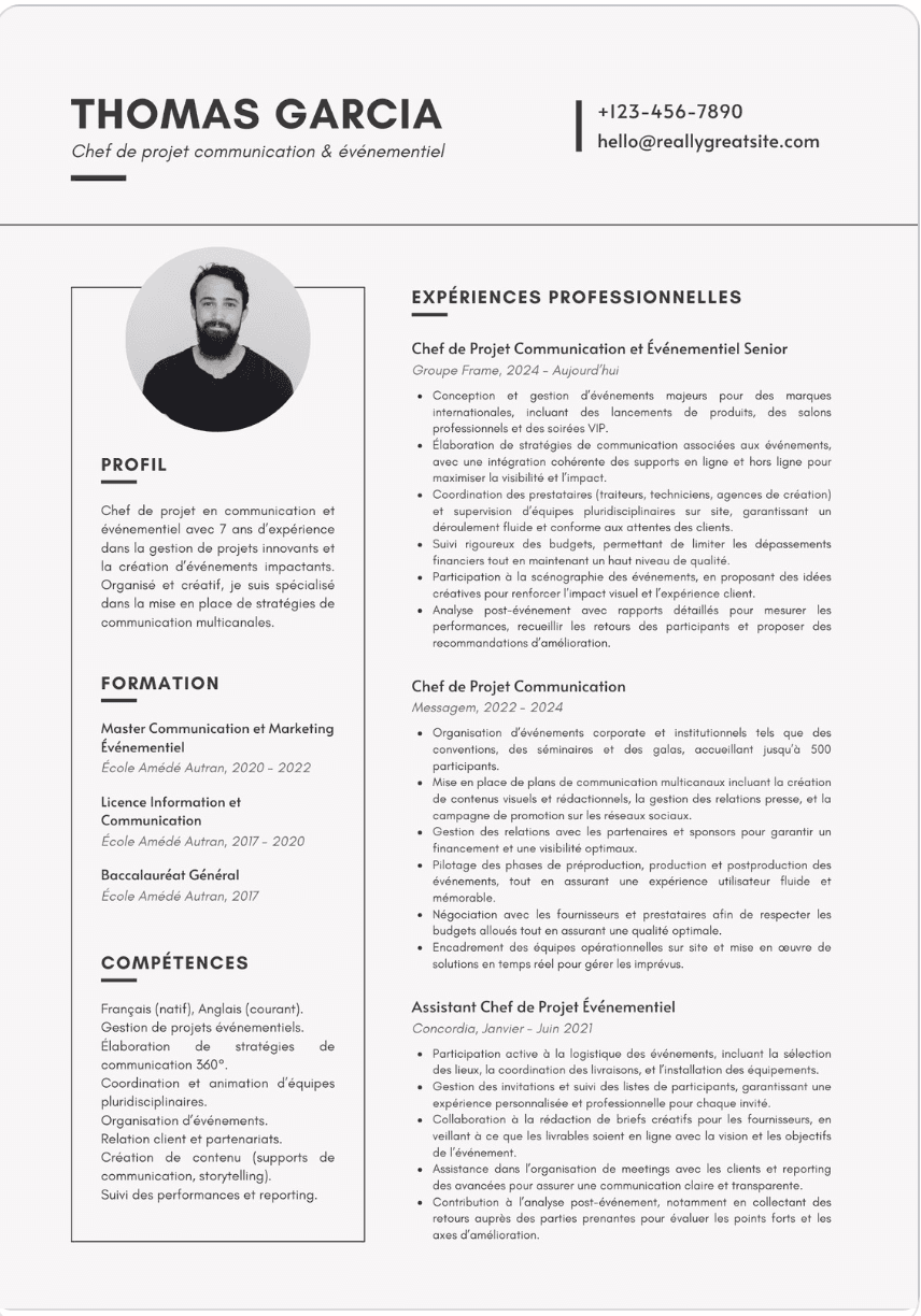 Aperçu du modèle Thomas Éditorial